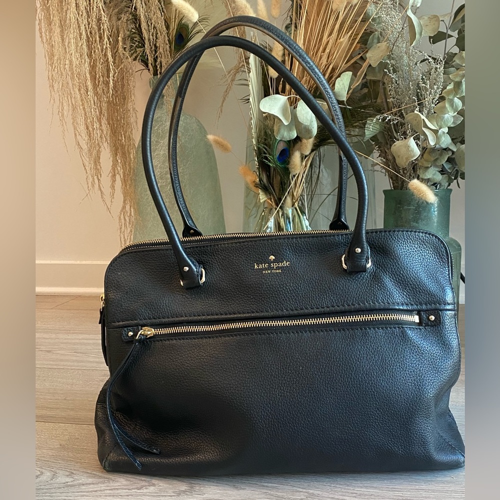 Kate Spade Black Pebble Leather Work Tote
